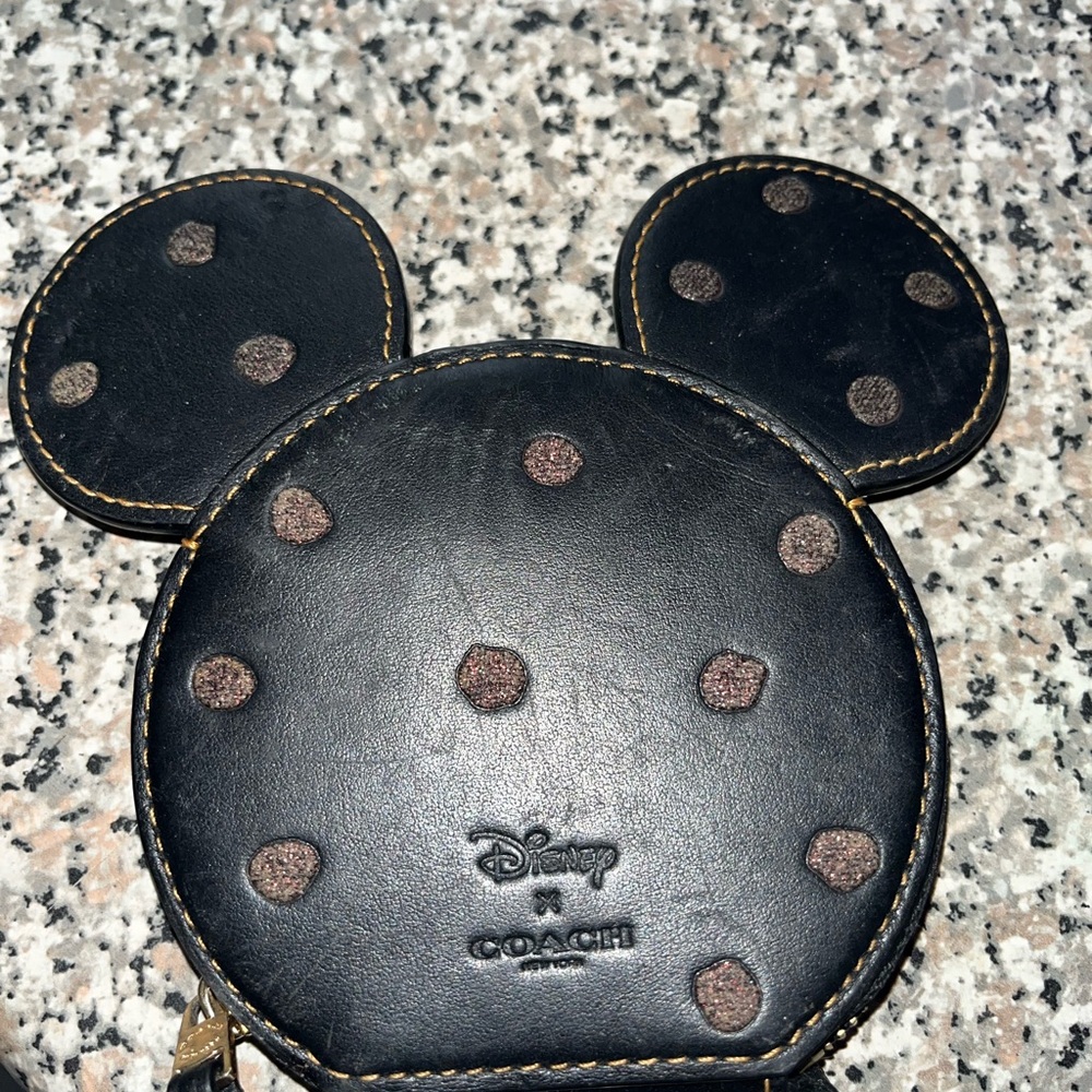 Coach Black and Brown Polka Dot Coin Purse